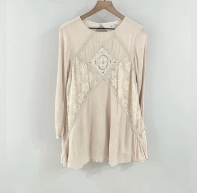 Túnica Mostaza Semilla Manga Larga Detalle Encaje Beige Talla Mediana Foto 1 de 4