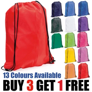 Drawstring Backpack Rucksack Bag For School Gym Sports PE Books Gym Dance Bag - Picture 1 of 14