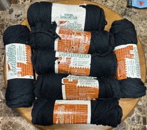 Vintage Lot of 7 Black Yarns Brunswick Bulky Lochwind Yarn 4oz Skeins Acrylic - Picture 1 of 5