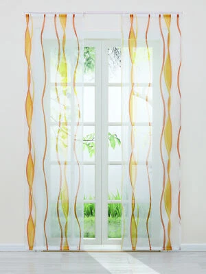 Schiebegardinen 2er Set Flächenvorhang Gardinen mit Klettband Voile Wohnzimmer - Bild 1 von 4