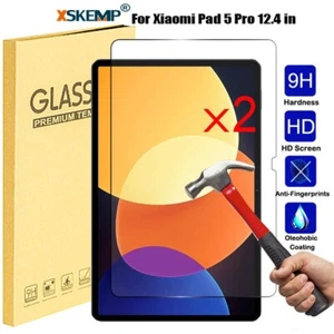 2 Pcs Xiaomi Pad 5 Pro 12.4 in Screen Protector Tempered Glass Film Shield Cover - Picture 1 of 9