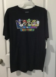 Nintendo Hombre Super Mario Crew Camiseta Gráfica Negra Talla 2XL (50-52) Nueva - Imagen 1 de 3
