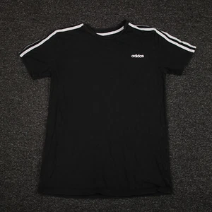 Adidas Shirt Youth Large Black & White Short Sleeve Casual Workout Front Logo - Picture 1 of 8