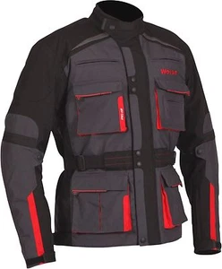Weise Bora Mens Gunmetal Red Textile Armoured Motorcycle Jacket New - Picture 1 of 6
