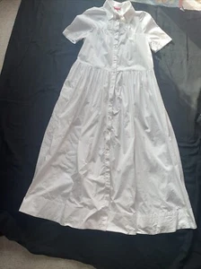 ABITO DA DONNA STAUD 100% COTONE BIANCO ABBOTTONATO TAGLIA SMALL - Foto 1 di 9