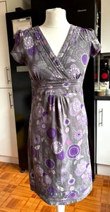 VGC Ladies MANTARAY FAITHFUL & TRUE @ DEBENHAMS Fossil GREY & PURPLE Mix Dress 8 - Picture 1 of 13