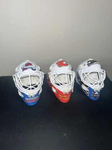 Vintage PCI Mini NHL Hockey Replica Goalie Mask Helmet Lot Of 3 COL / CGY / WSH Cover