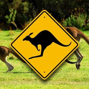 Kangaroo Crossing - Cartello di avvertimento Outback - Segnaletica stradale Australia - Decorazione da viaggio - Foto 1 di 6