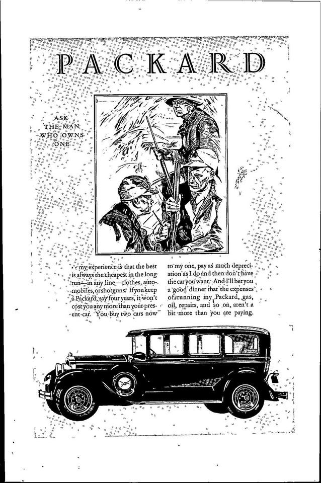 Coche efímero Packard 1928 automóvil anuncio impreso vintage transporte Foto 1 de 1
