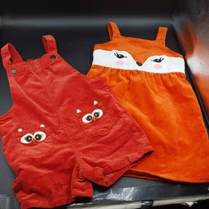 Gymboree Lot (2) Dress/Shorts 4T Corduroy Overalls Friendly Fox Harvest Owl - Picture 1 of 15