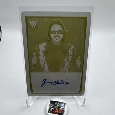 2015 Topps WWE Road to Wrestlemania Jimmy Hart Yellow Printing Plate 1/1 AUTO SP - Image 1 of 2