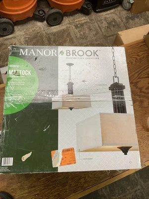 Manor Brook Mattock 3-Light Oil Rubbed Bronze Square Drum Pendant MB98267 - Image 1 of 4