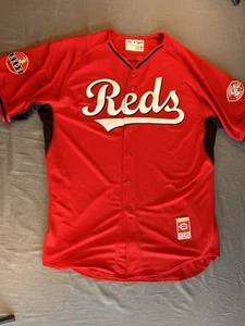 Cincinnati Reds Jersey Size 52 Majestic Authentic Red Cool Base Vintage Patches - Picture 1 of 10
