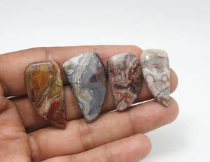 4 Pcs Lot 85.00 Carat Crazy Lace Agate Natural Gemstone 13x28x5 mm To 18x31x6mm - Picture 1 of 8