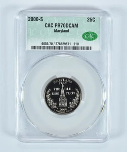 2000-S Washington State Quarter Maryland PR70 DCAM CAC CACg *7633 - Picture 1 of 5