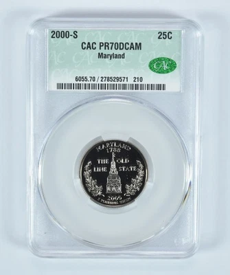2000-S Washington State Quarter Maryland PR70 DCAM CAC CACg *7633 - Image 1 of 4
