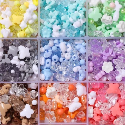 50g Mixed New Acrylic Beads Butterfly Flower Round DIY Jewelry Bracelet Necklace - Image 1 of 4