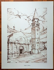 SCG 10 - UMAGO (Istria) Il Duomo - litografia di Livio Scattareggia Trieste - Foto 1 di 1