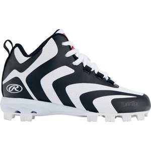Rawlings Rookie 179261 Youth US 5 Black White Mid Top Baseball Cleats ACAD540 - Picture 1 of 10