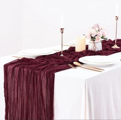 Bohemian Table Runner  Voile Champray Boho Tablecloth, Boho Chic Dining Décor - Image 1 of 4