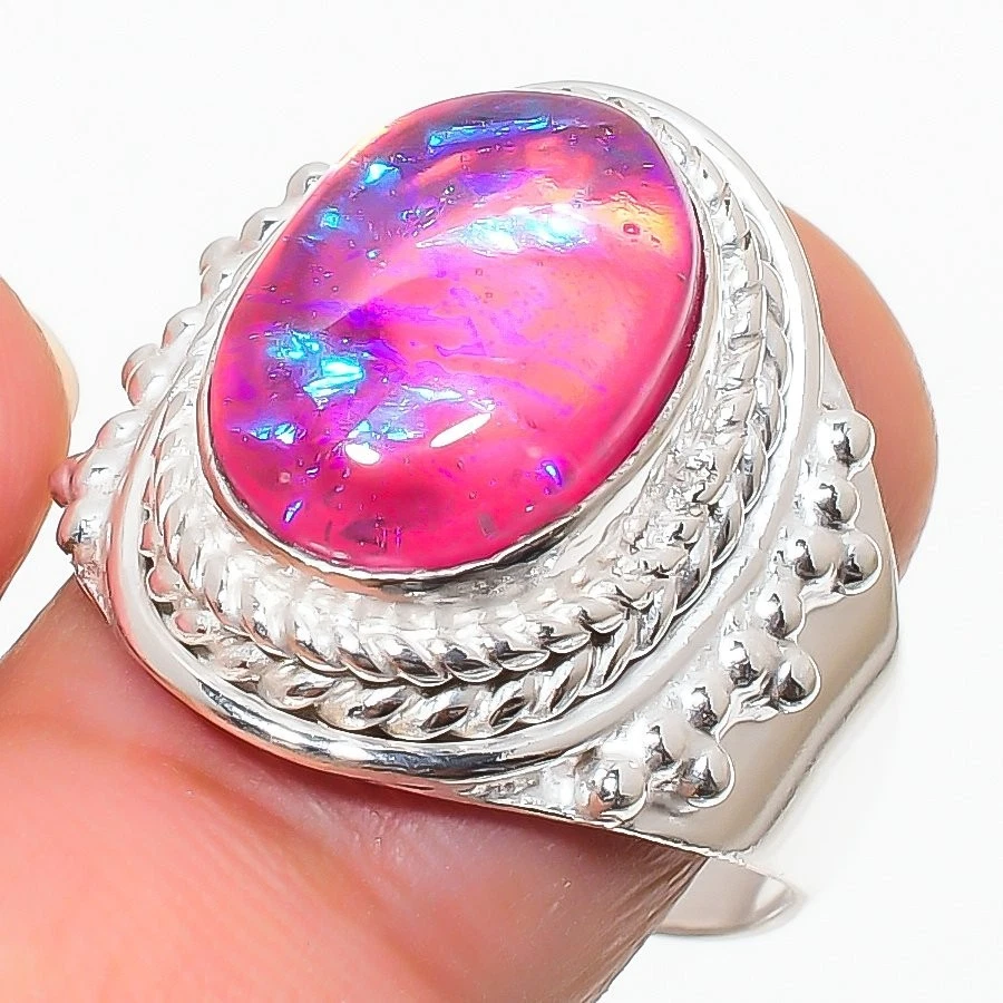 Подарочное кольцо из стерлингового серебра 925 пробы с тройным опалом и драгоценными камнями все размеры - Изображение 1 из 1
