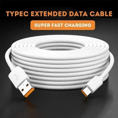 2m/3m/5m/10m USB Type C Extend Charge Cable For IP CCTV Security Cameras Phone - Image 1 of 4