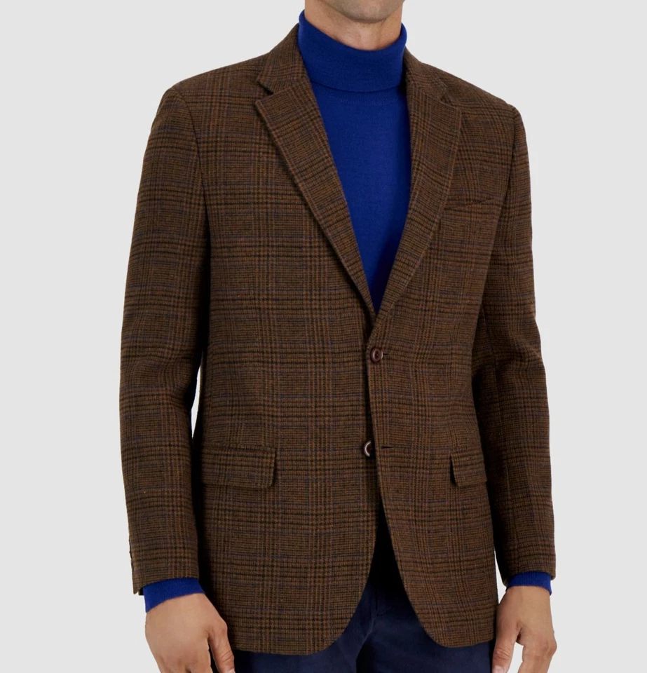 Abrigo Deportivo Hombre Nautica Marrón Ajuste Moderno Tweed Cuadros Talla 42L Foto 1 de 1