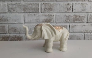 Porcelain Indian Ivory Colored Elephant With Jeweled Howdah Blanket,Caparison - Picture 1 of 5