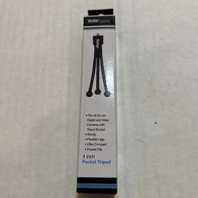 NEW Vivitar 4 Inch Pocket Mini Tripod Digital & Video Cameras w/ Tripod Socket - Image 1 of 4