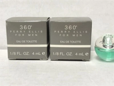 Lot of 2pcs 360 by Perry Ellis 0.13 oz/4ml Eau de Toilette Splash Mini for Men