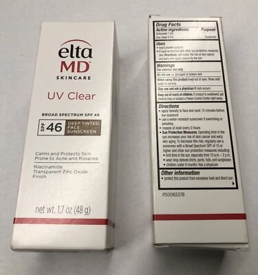 2 Elta MD UV Transparente Tintado Profundo Amplio Espectro FPS 46 Protector Solar Facial 1.7oz 04/26 Foto 1 de 4