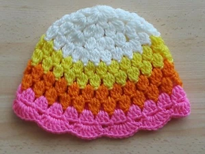 Crochet Beanie Cloche Hat, 2 to 6 years, Stripes, Acrylic yarn -Handmade USA - Picture 1 of 8