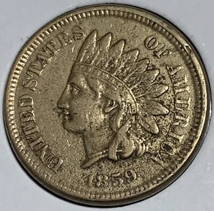 1859 Indian Head Cent - Scarce Semi-key Better Date ~ Extremely Fine!!! - Picture 1 of 7