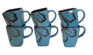 Juego de 2 tazas cuadradas de hibisco Pier 1 azul y marrón - Imagen 1 de 2