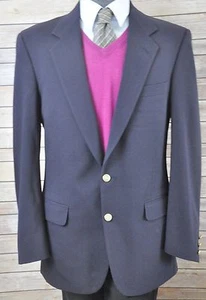 Burberrys 41L Vtg Goldtone Metal Buttons Blue Blazer Sport Coat Jacket IMPERFECT - Picture 1 of 12