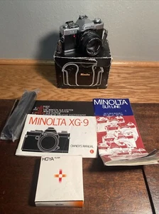 Minolta XG-9 + 50mm f2 MD Rokkor Lens, Hoya Skylight Filter, Manuals, - Picture 1 of 7