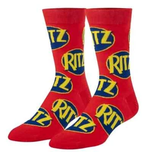 New Ritz Crackers Novelty Funny Crew Foodie Socks Mens Sock 6-12 - Picture 1 of 4