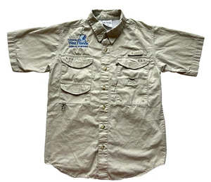 Unisex Kids M Fishing Shirt Columbia PFG Tan Cargo Pockets Florida UWF History - Picture 1 of 14