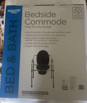 Equate Bedside Commode- Walmart Ref# FBL0002 400 Lb Capacity - Image 1 of 4