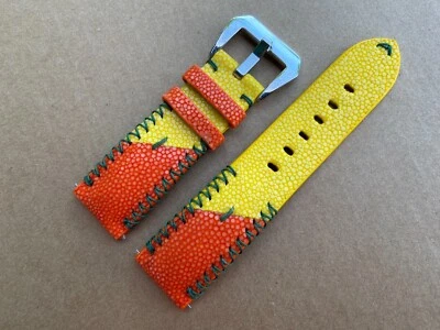 Yellow - Orange Stingray Watch Strap Band 18mm 19mm 20mm 21mm 22mm 23mm24mm 26mm - Image 1 of 4