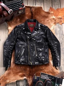 Full Grain Vegetable Tanned Cowhide J*24 Double Rider Genuine Leather Jacket - Picture 1 of 20