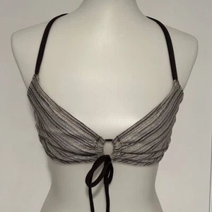 Shinny Brown And Cream Adjustable Bikini Top - Size M. - Picture 1 of 8