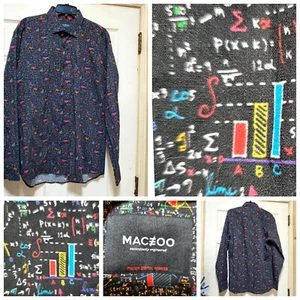 Maceoo Shirt Mens XL 5 Black Red Fabonacci Math Equation Symbols Calculus Nerd - Picture 1 of 23
