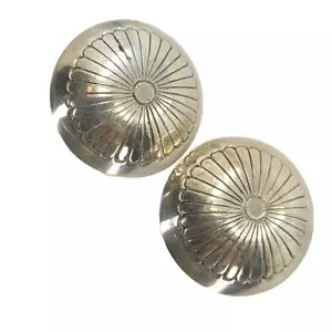 Large Vintage Sterling Silver Southwestern Concho Round Button Earrings 1.35" - Picture 1 of 6