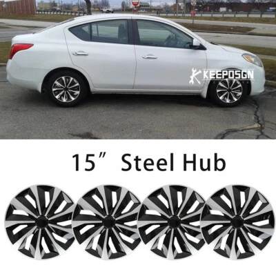 Cubiertas de rueda de 15" tapacubos completos a presión para llanta de acero para Nissan Versa 2012-2018 Foto 1 de 4