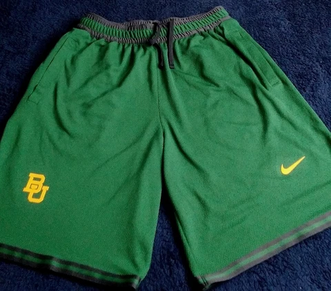 Baylor Bears Nike Dri Fit Green Athletic Shorts Side Zip Pocket Mens Size M Cover