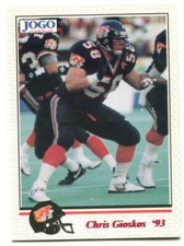 1993 Jogo CFL Chris Gioskos Card #2 Ottawa Rough Riders 