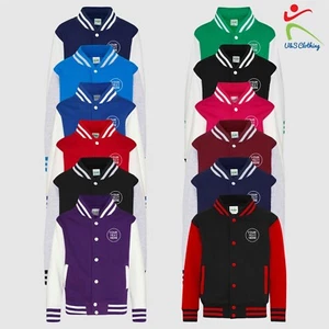 Personalised Kids Varsity Baseball Jacket Custom Embroidered School College Wear - Picture 1 of 15