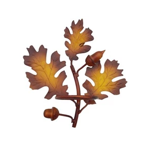 Applique in metallo autunno foglie porta votivo ghianda decorazione ringraziamento no vetro - Foto 1 di 6