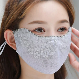 Breathable Sunscreen Lace Mask Sunshade Solid Color Sunscreen Face Cover Mas WIV - Picture 1 of 17